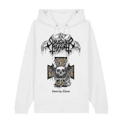 SLAUGHTER MESSIAH | "Pouring Chaos" | White Premium Hoodie | Men / Women [Unisex]