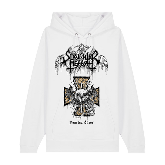 SLAUGHTER MESSIAH | "Pouring Chaos" | White Premium Hoodie | Men / Women [Unisex]