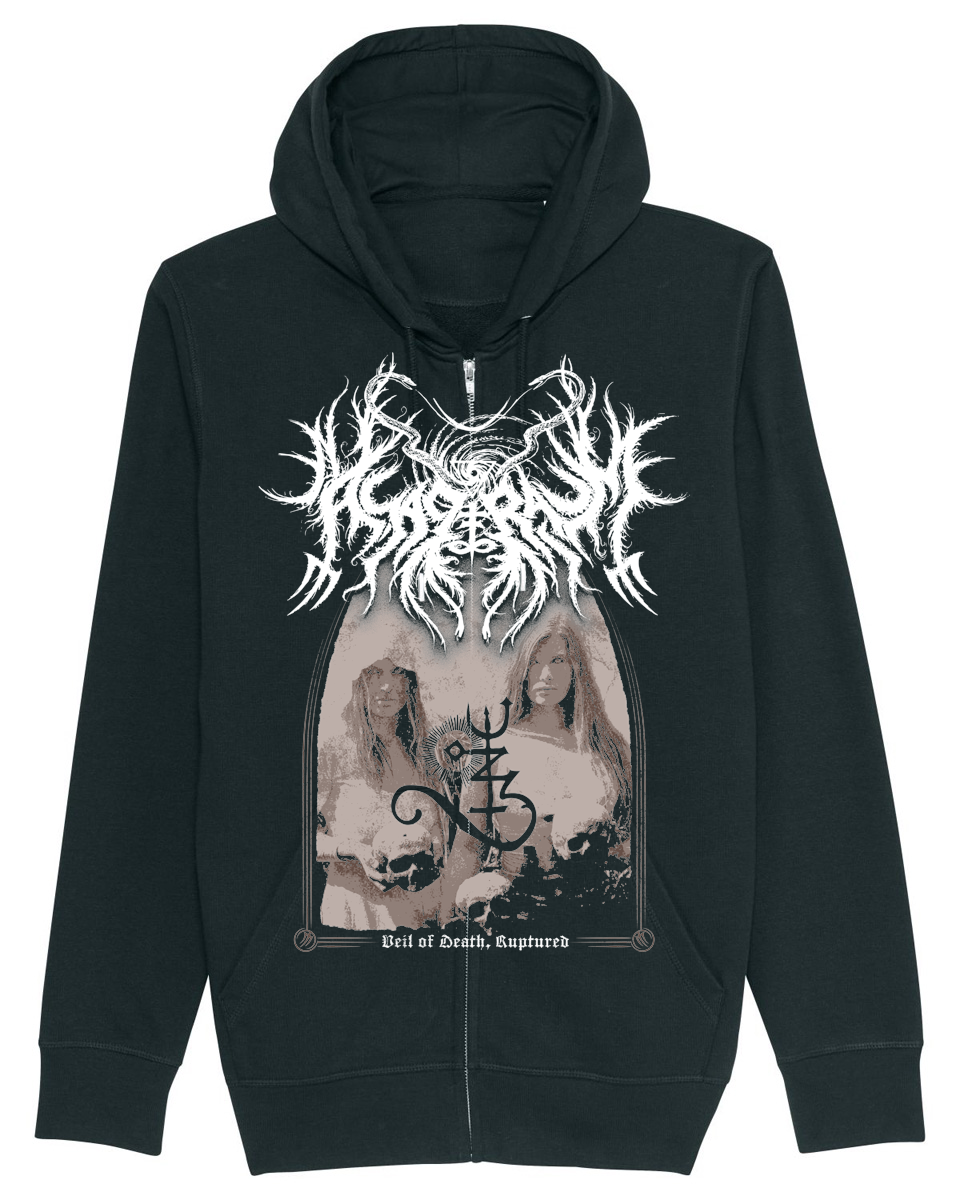 ASAGRAUM | "Veil Of Death" | Black Premium Hooded Zipper | Men / Women [Unisex]