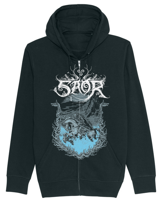 SAOR | "Call Of The Carnyx" | Black Premium Hooded Zipper | Men / Women [Unisex]