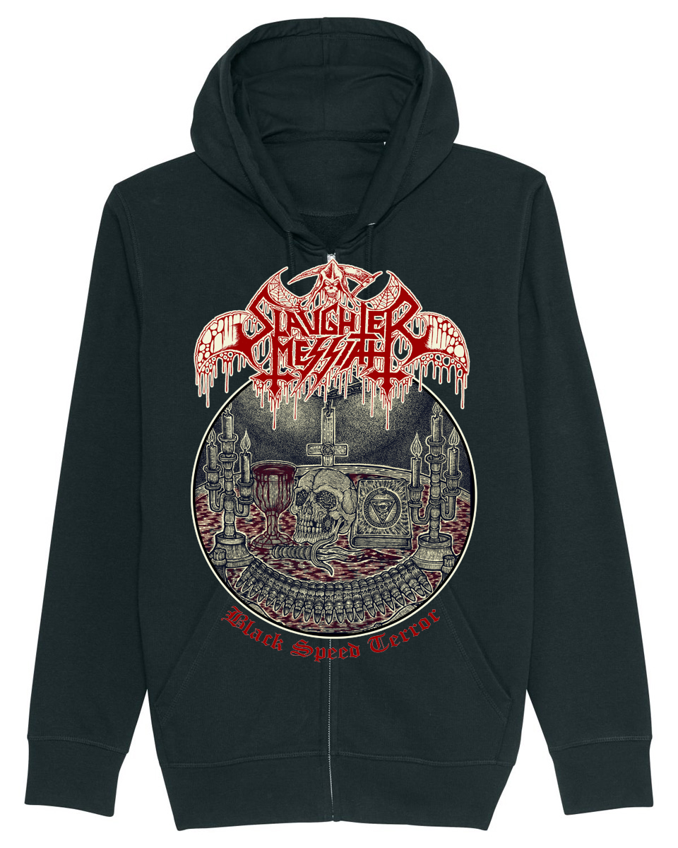 SLAUGHTER MESSIAH | "Black Speed Terror" | Black Premium Hooded Zipper | Men / Women [Unisex]