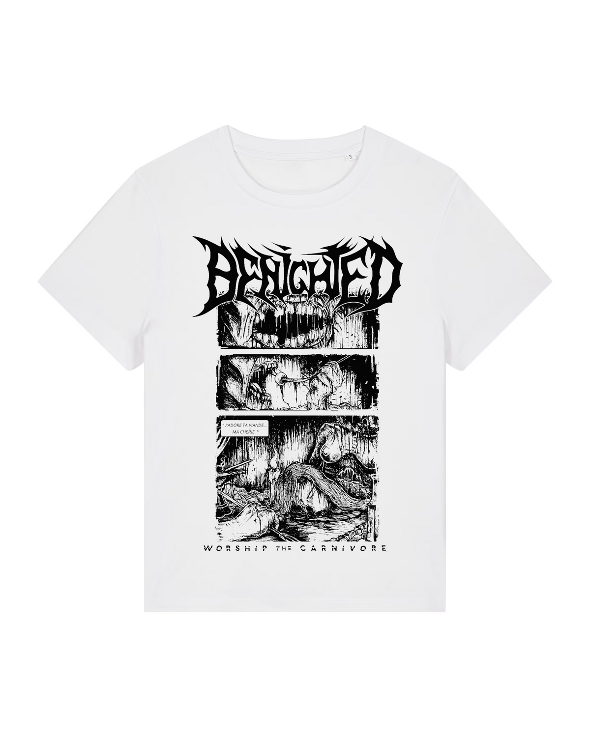 BENIGHTED | "Carnivore" | White Premium T-Shirt | Women / Ladies