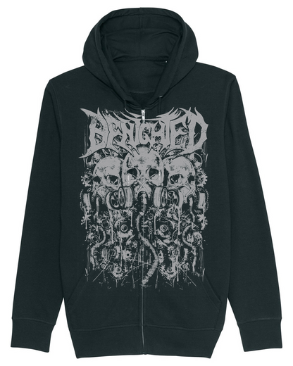 BENIGHTED | "Bioskull" | Black Premium Hooded Zipper | Men / Women [Unisex]